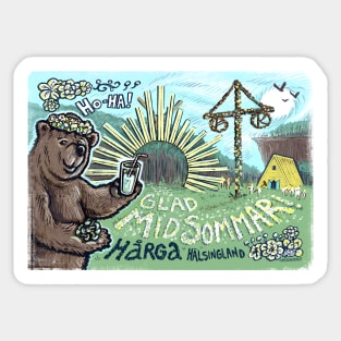 Ho-Ha! Glad Midsommar Bear Sticker